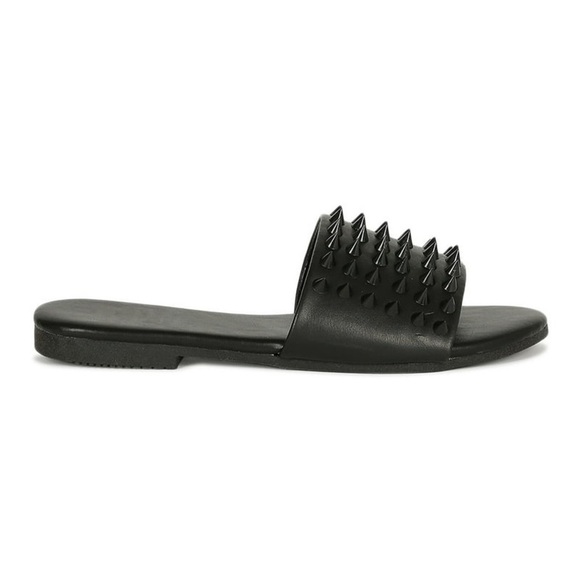 PAZZLE SPIKY OPEN TOE FLAT SLIDE - BLACK (NEW WITH TAG) - Picture 5 of 5